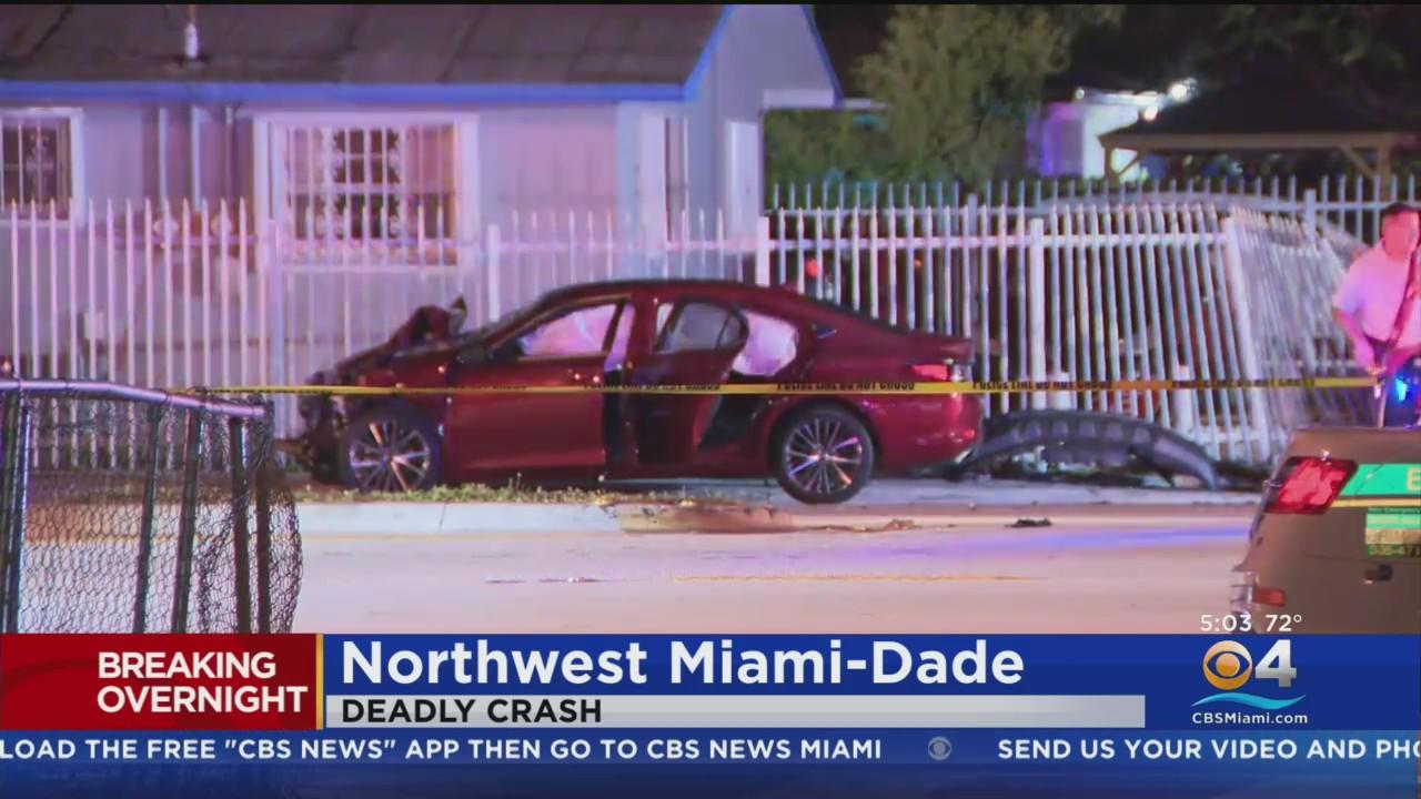 Violent NW Miami-Dade crash, one dead, three injured - CBS Miami