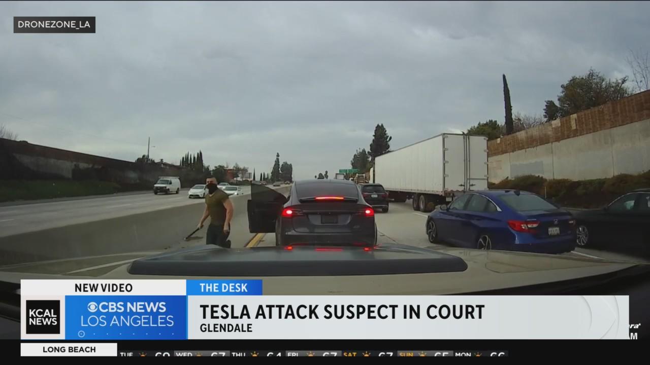 Tesla road rage suspect pleads not guilty - CBS Los Angeles