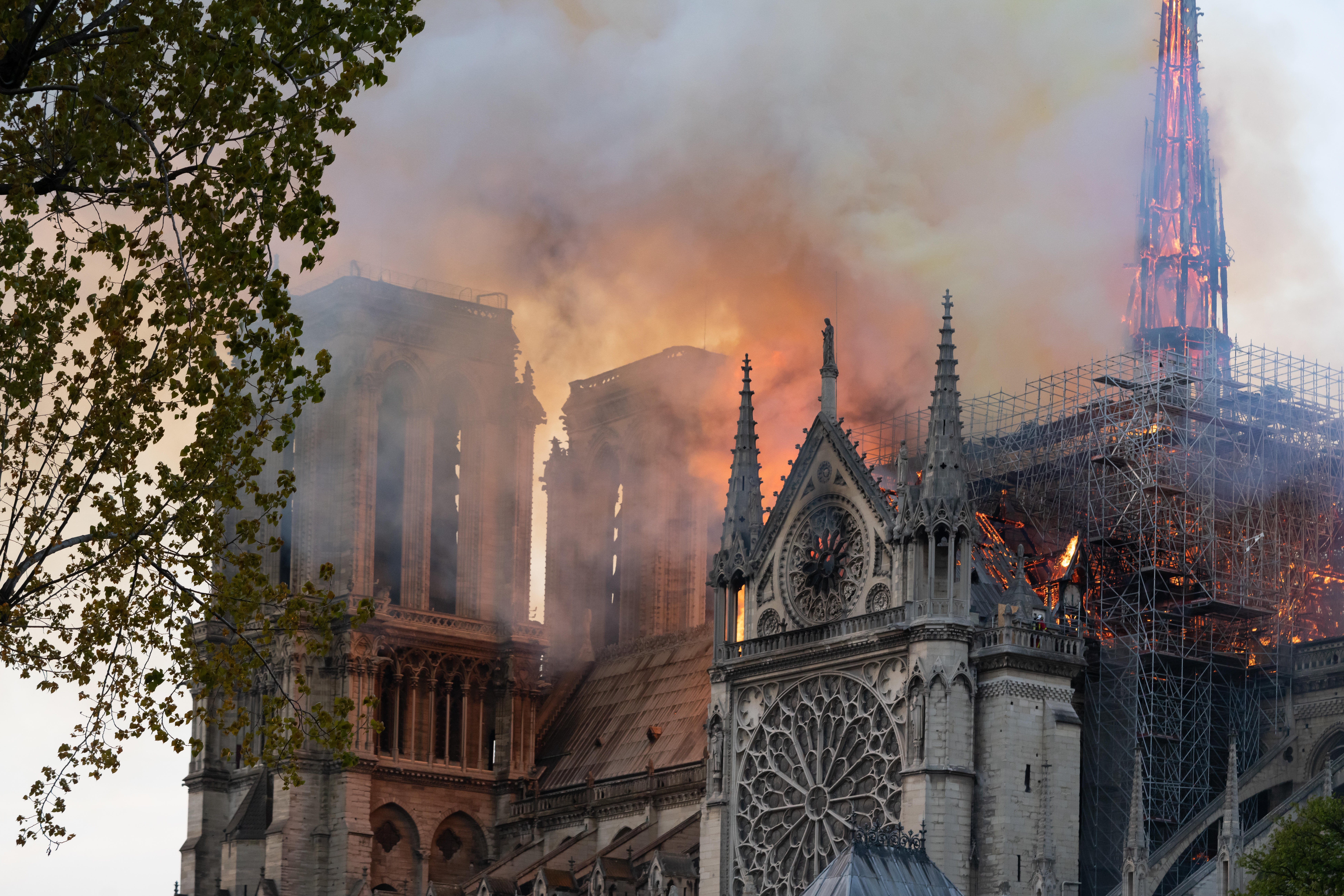 Cathedral Notre Dame De Paris In Fire 