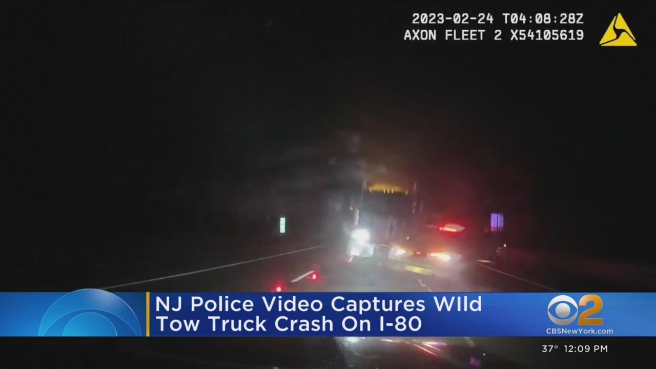 Caught on video: Truck demolishes several N.J. State Trooper vehicles ...