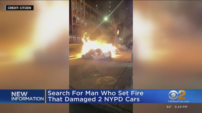 NYPD searching for man who set 2 cruisers on fire in Flatiron District ...
