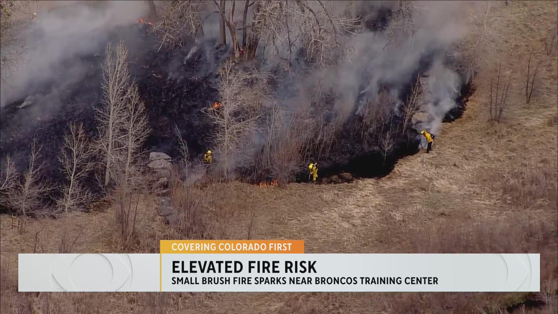 Fire crews battle brush fire burning along Cherry Creek Trail near ...