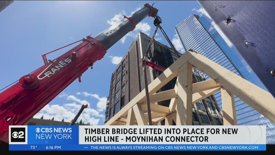 Timber bridge installed to connect High Line to Moynihan Train Hall ...