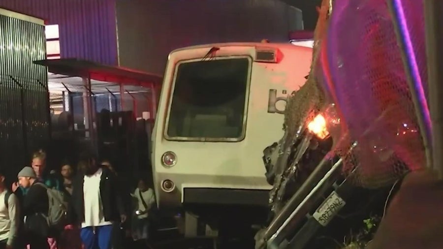 Pickup truck slams into BART train after careening through fence near ...