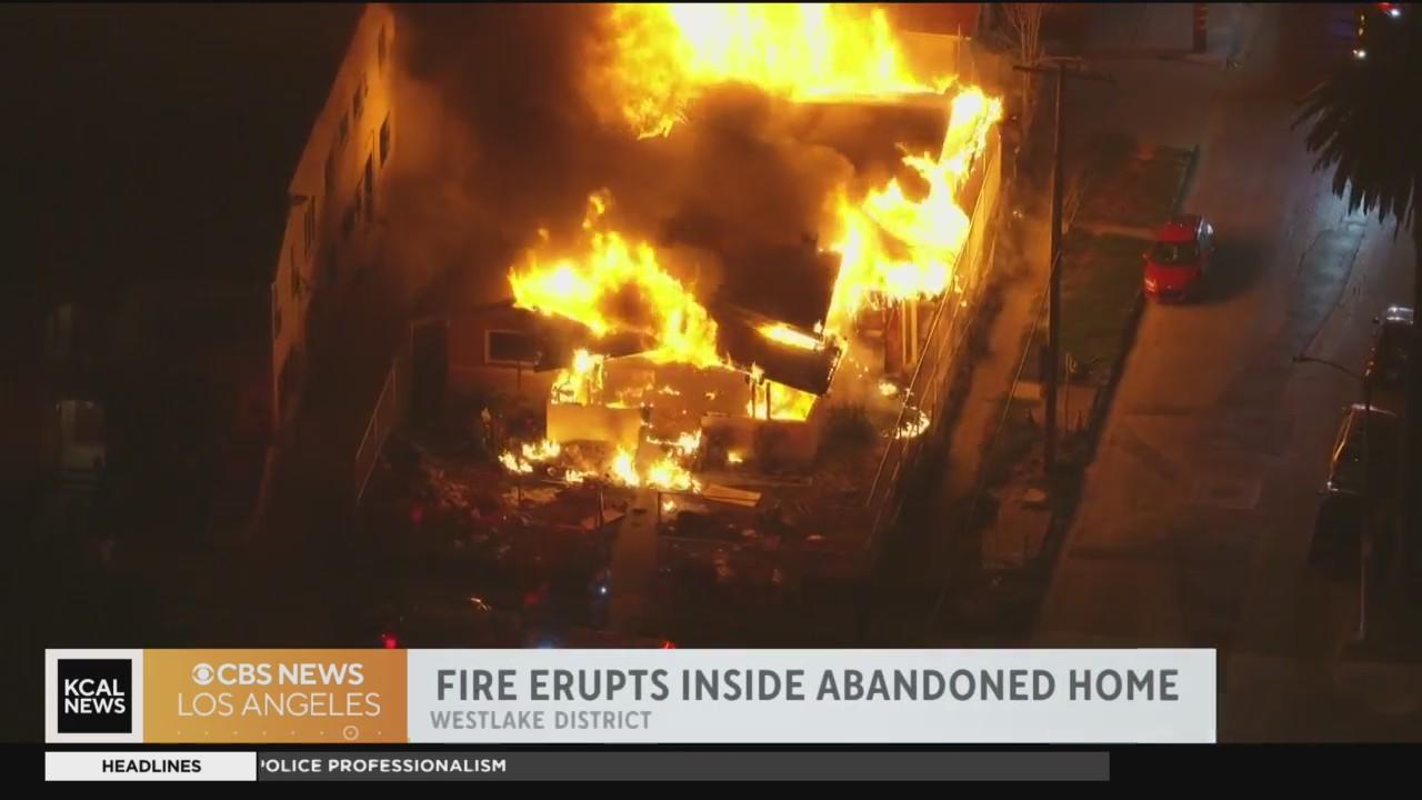 Fire erupts at vacant single-family home in Westlake District - CBS Los ...