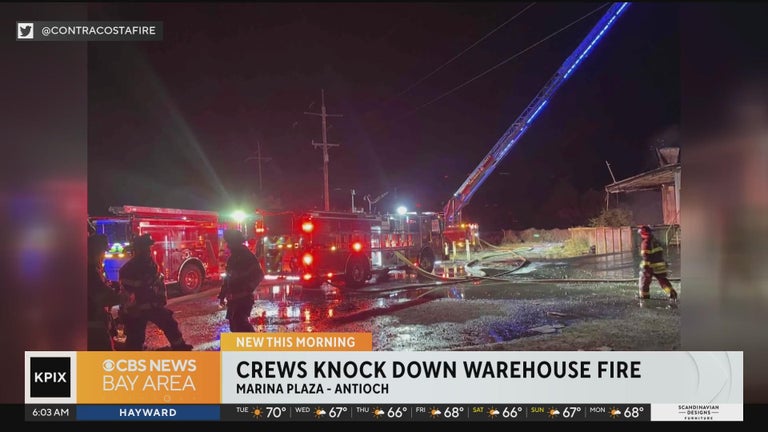 Crews use drone to help fight fire at abandoned Antioch warehouse - CBS ...