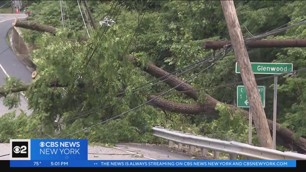 Severe storms bring down trees, power lines in New Jersey - CBS New York