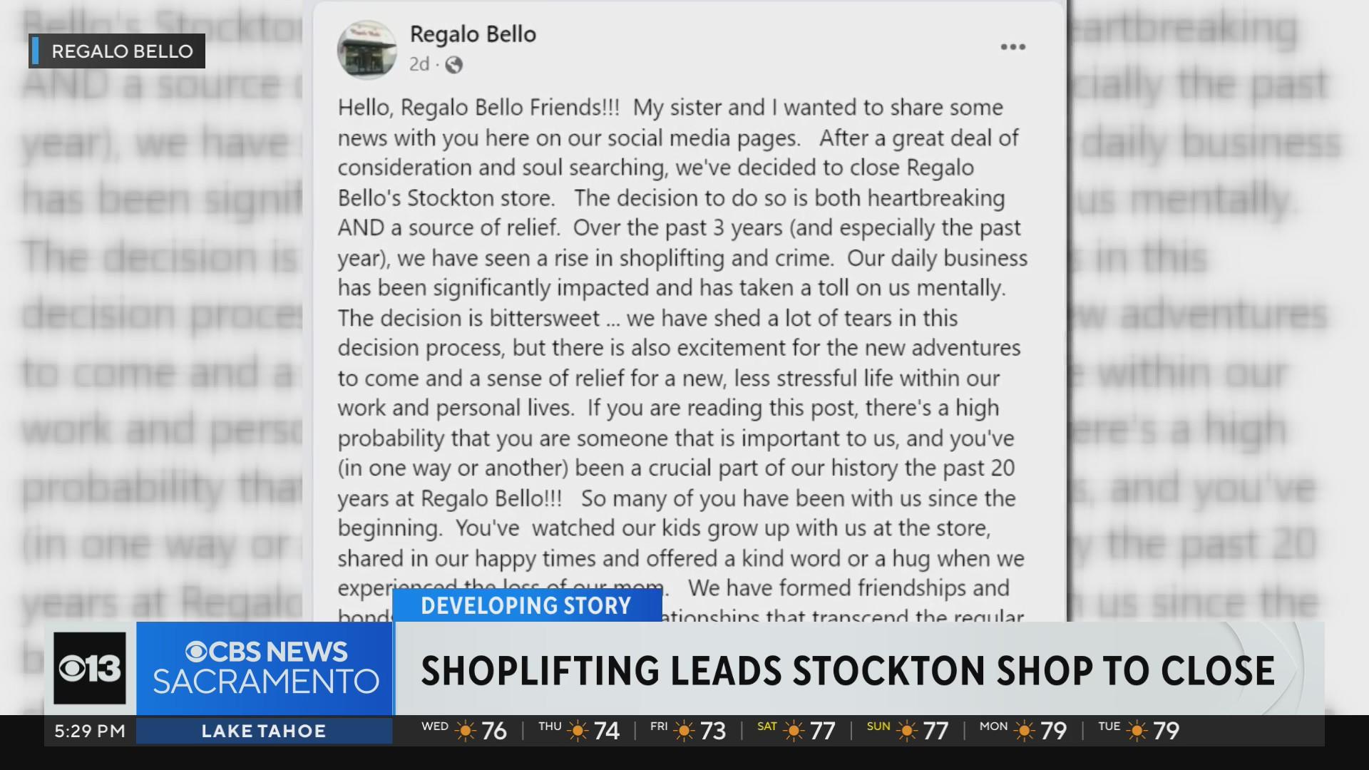 Stockton store cites shoplifting, crime as reasons for closing - CBS ...