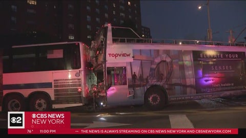FDNY: Dozens injured in crash involving double-decker bus, MTA bus in