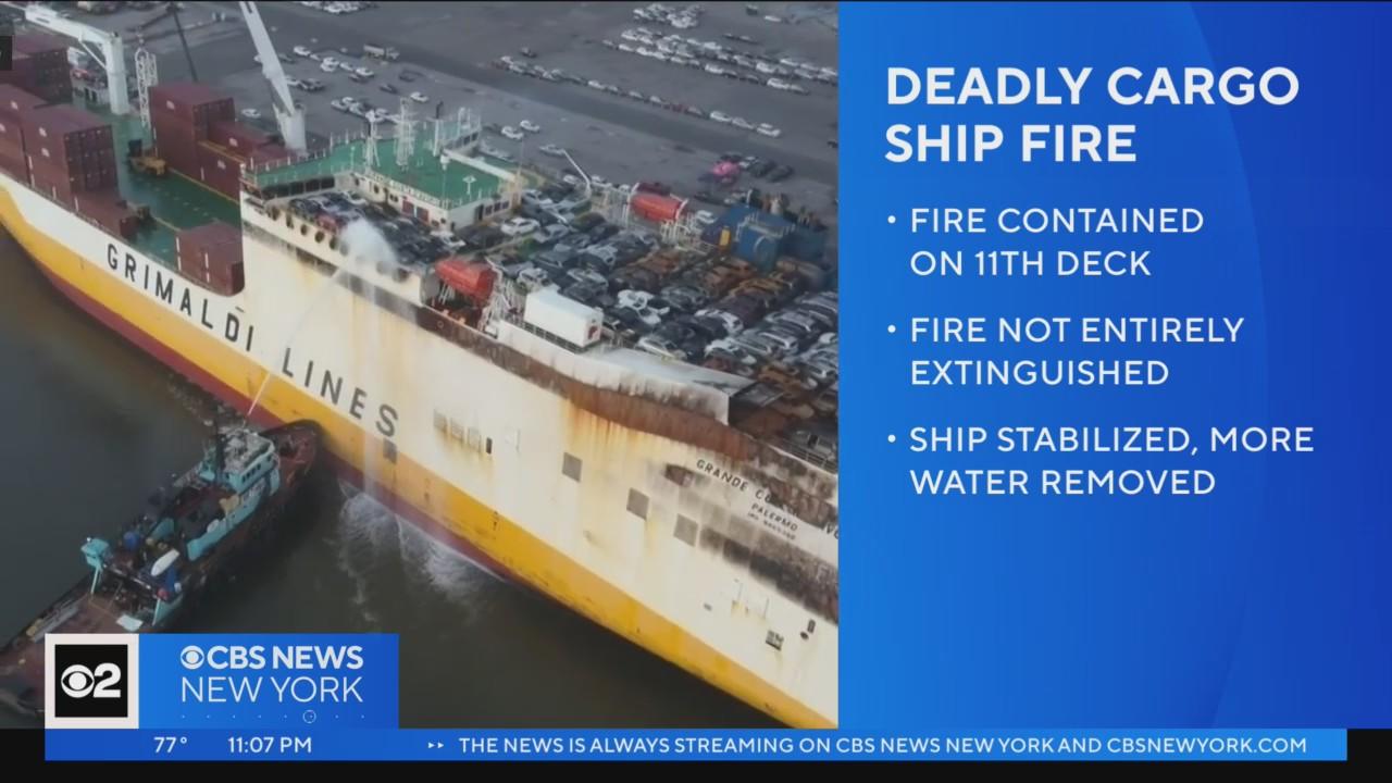 Officials: Fire aboard cargo ship at Port Newark is contained; vessel ...