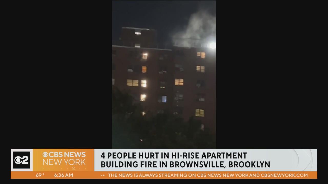 4 hurt in Brooklyn high-rise apartment building fire - CBS New York