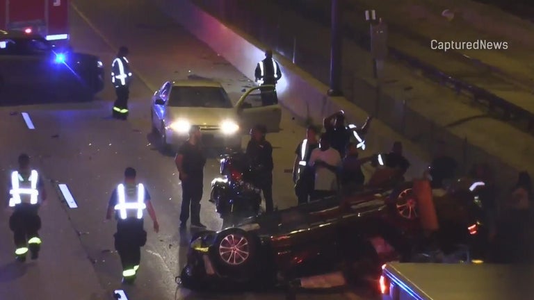 Car crashes, flips over on Eisenhower Expressway at Central Park Avenue ...