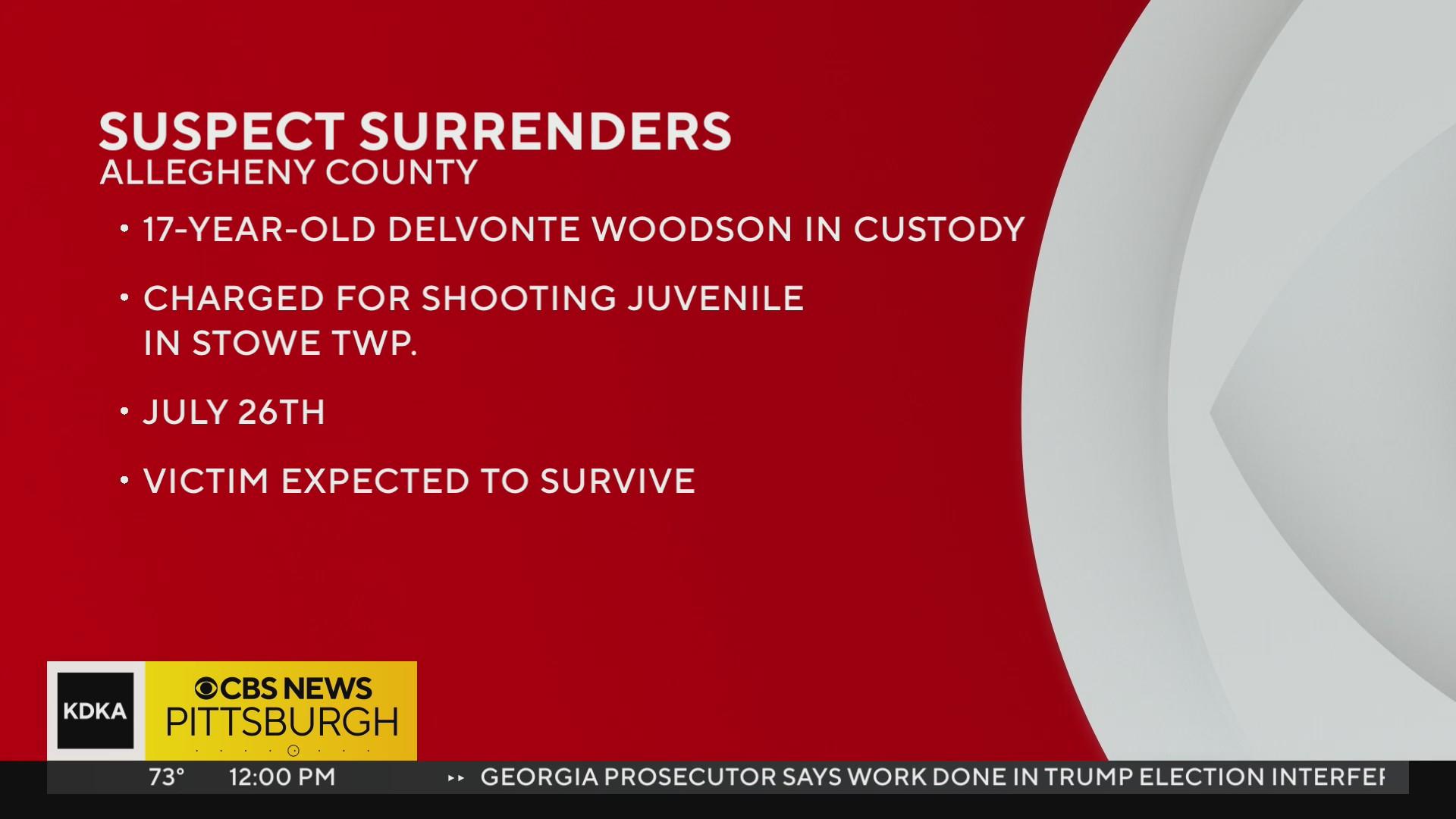 17-year-old wanted in Stowe Township shooting surrenders - CBS Pittsburgh