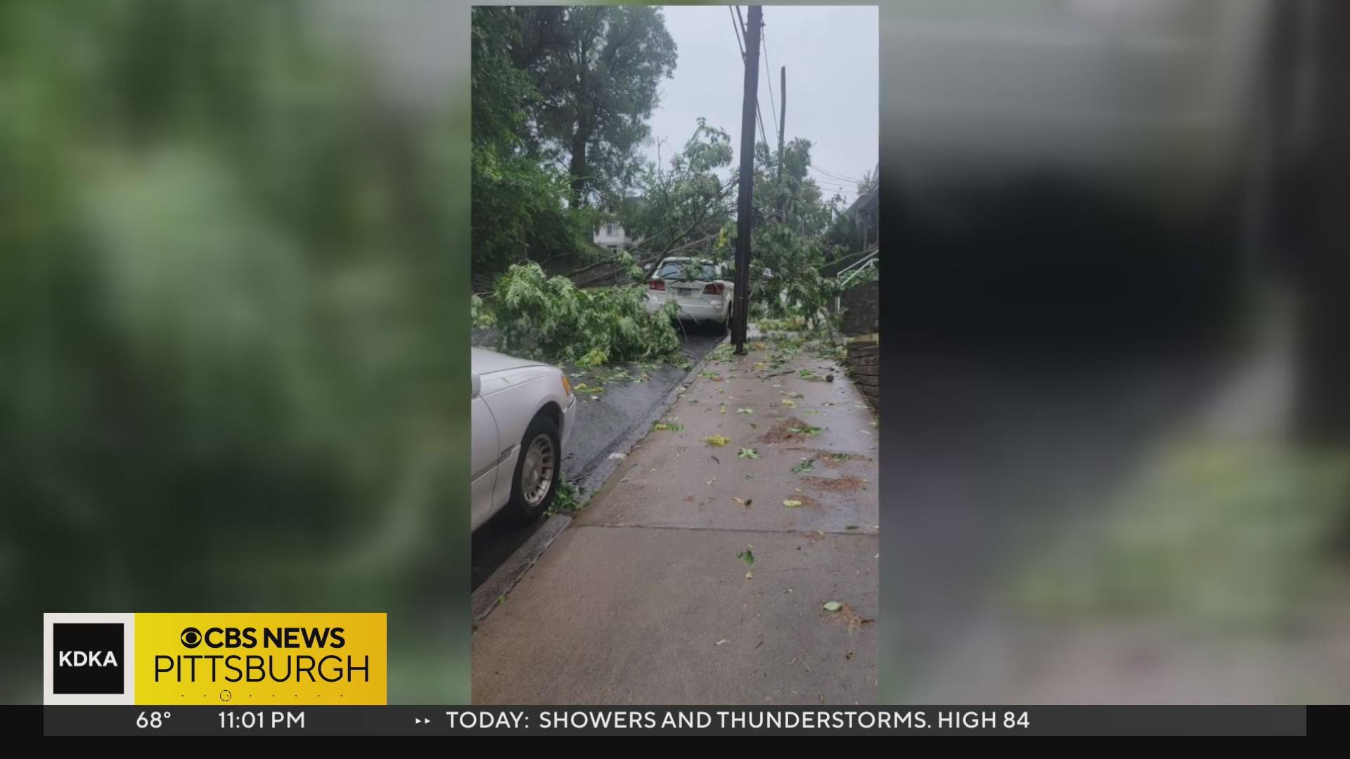 Strong storms cause poles to fall on cars in Washington County - CBS ...