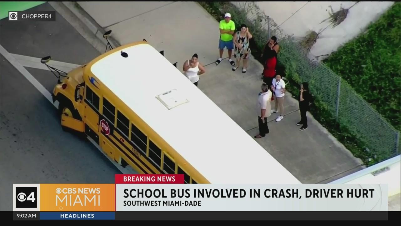 Miami-Dade school bus driver hurt in crash - CBS Miami