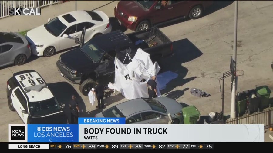 Man found shot to death behind wheel of truck in Watts - CBS Los Angeles