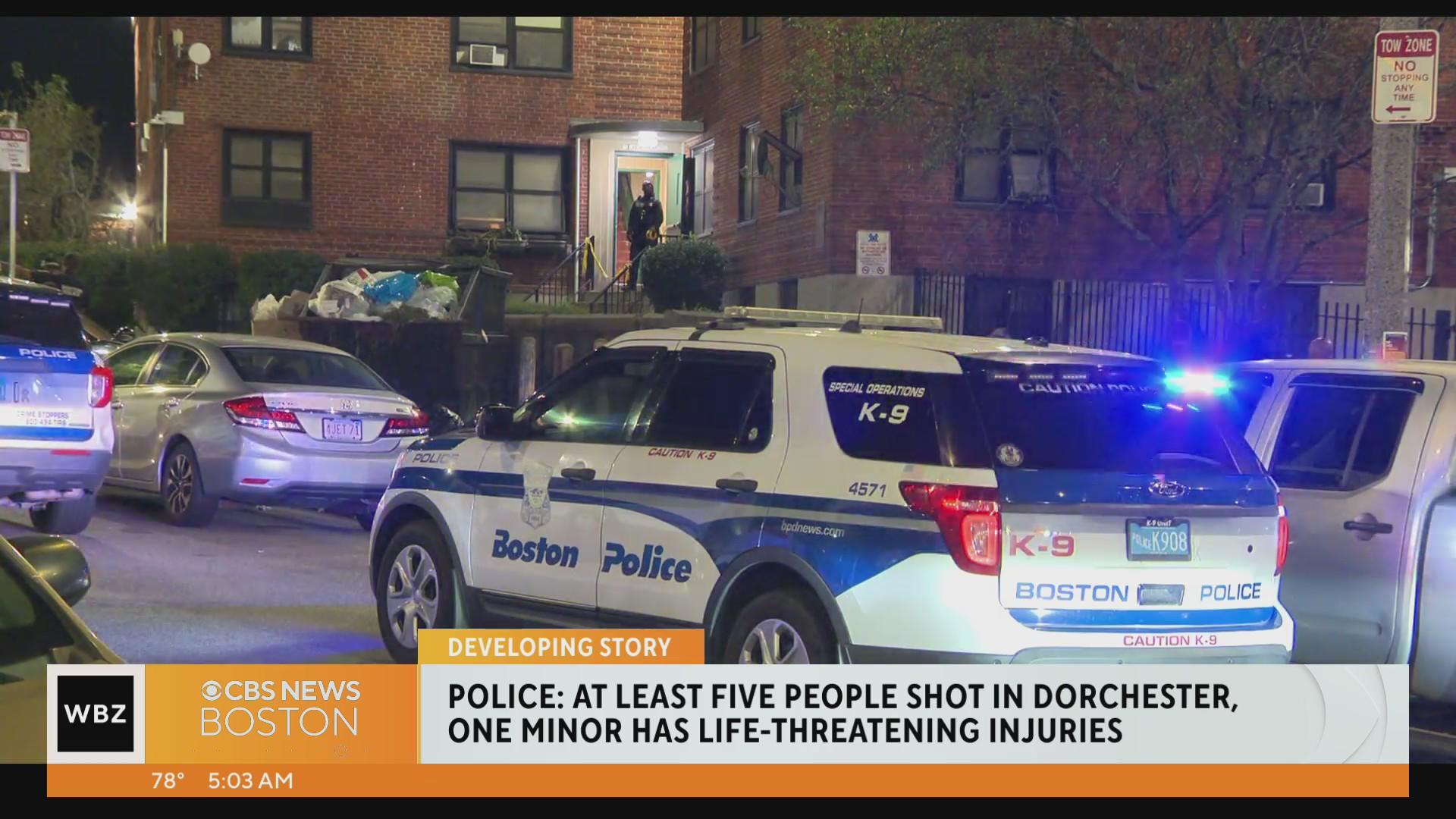5 people shot, including 2 juveniles, in Dorchester - CBS Boston