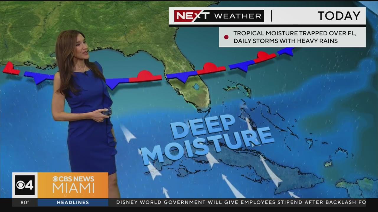 Last soggy South Florida day before drier air arrives - CBS Miami