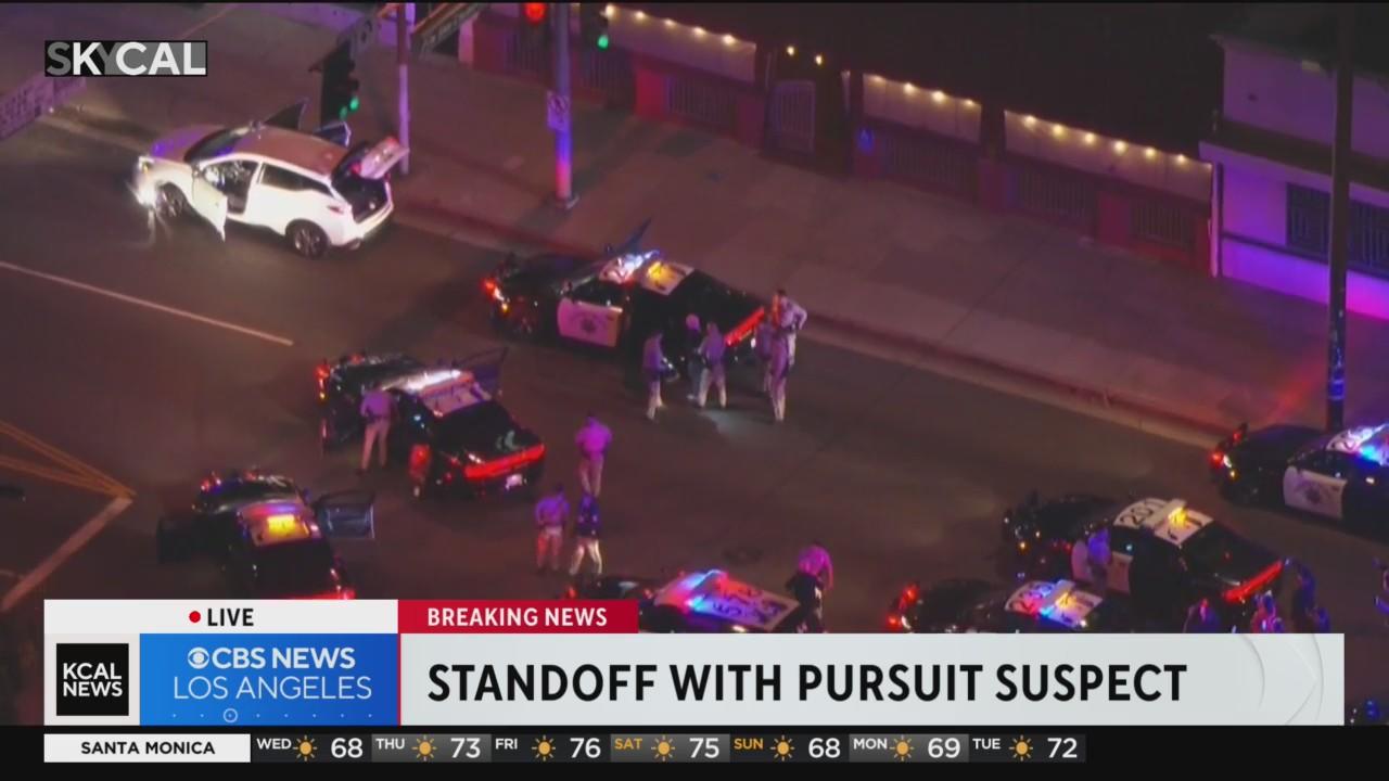 Authorities chase armed suspect in speeding, stolen vehicle - CBS Los ...