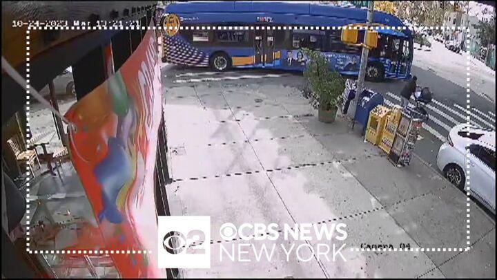 7 injured after car strikes 2 MTA buses in Brooklyn - CBS New York