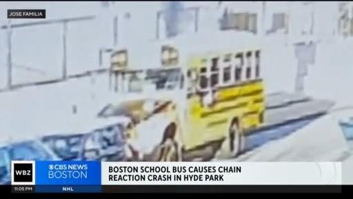 Video shows Boston school bus crash into line of parked cars in Hyde ...