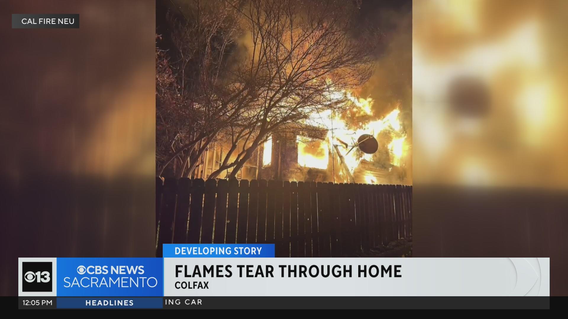 Colfax home engulfed in early morning fire - CBS Sacramento