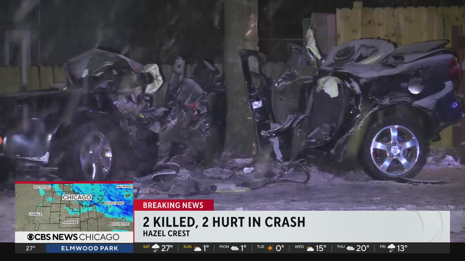 2 killed, 2 injured when car crashes into tree in Chicago suburb - CBS ...