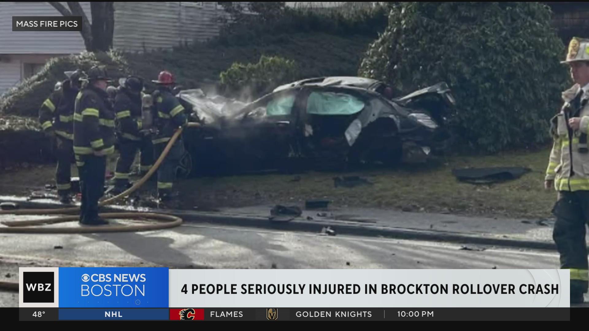 4 seriously hurt in rollover Brockton crash - CBS Boston