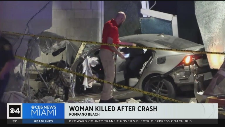 Woman dead after vehicle crashes into Pompano Beach building under ...