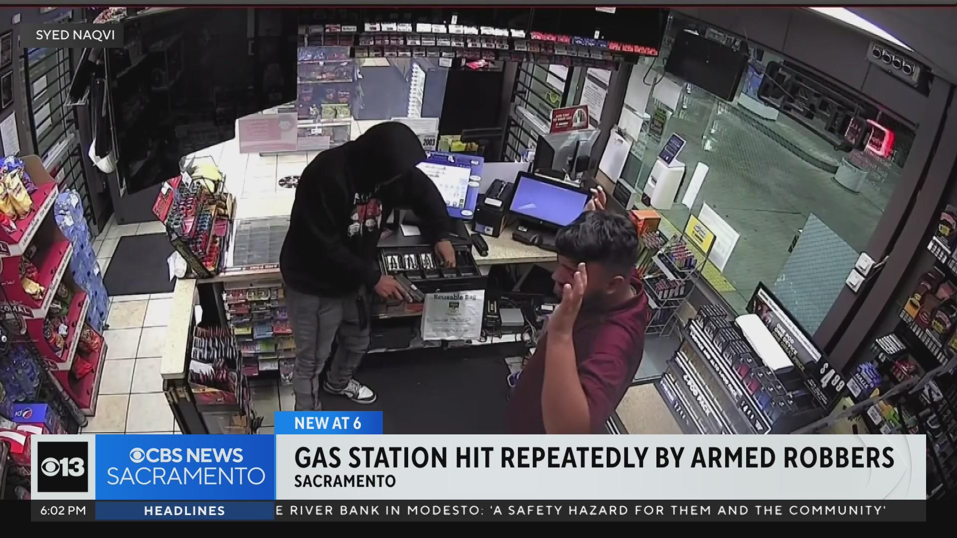 Video shows armed robbers targeting Sacramento gas station - CBS Sacramento