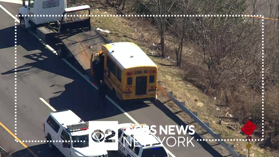 School bus crashes with students on board in Commack, Long Island - CBS ...