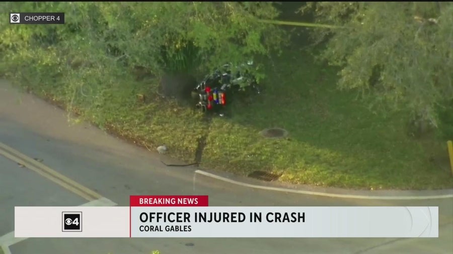 Coral Gables motorcycle officer airlifted to hospital following crash ...
