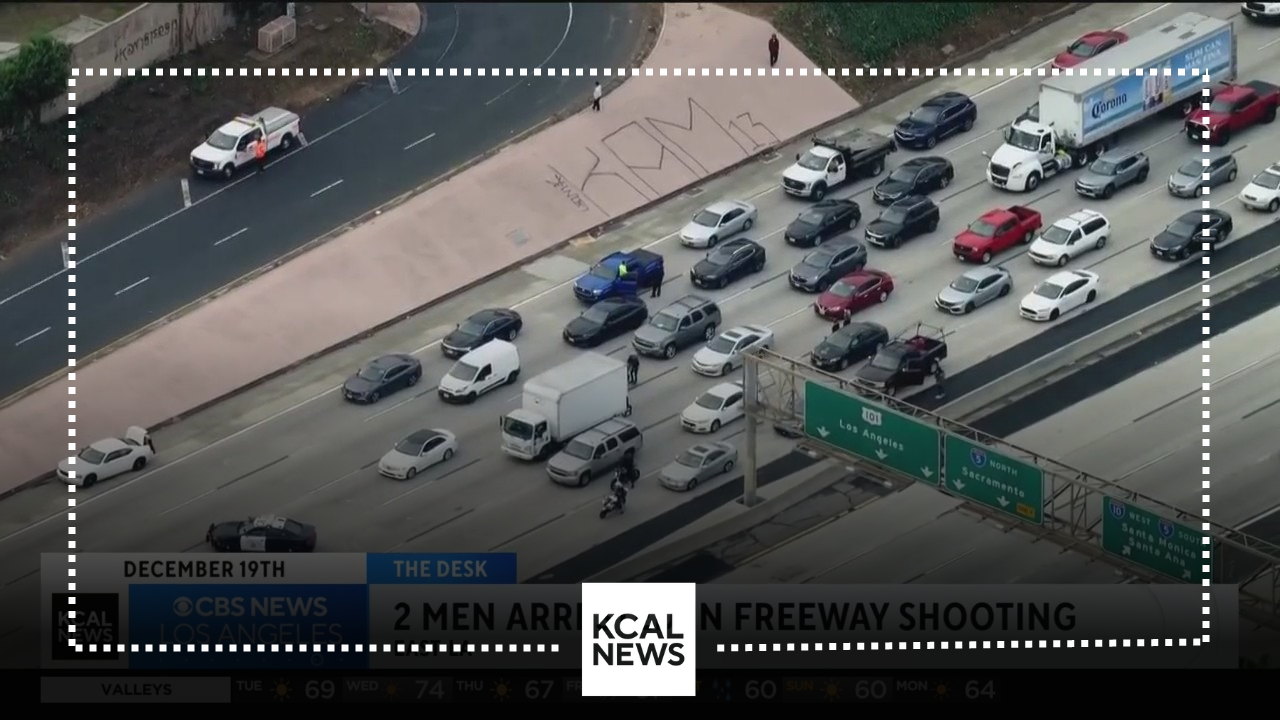 2 arrested in 10 Freeway East LA shooting that left 2 injured - CBS Los ...