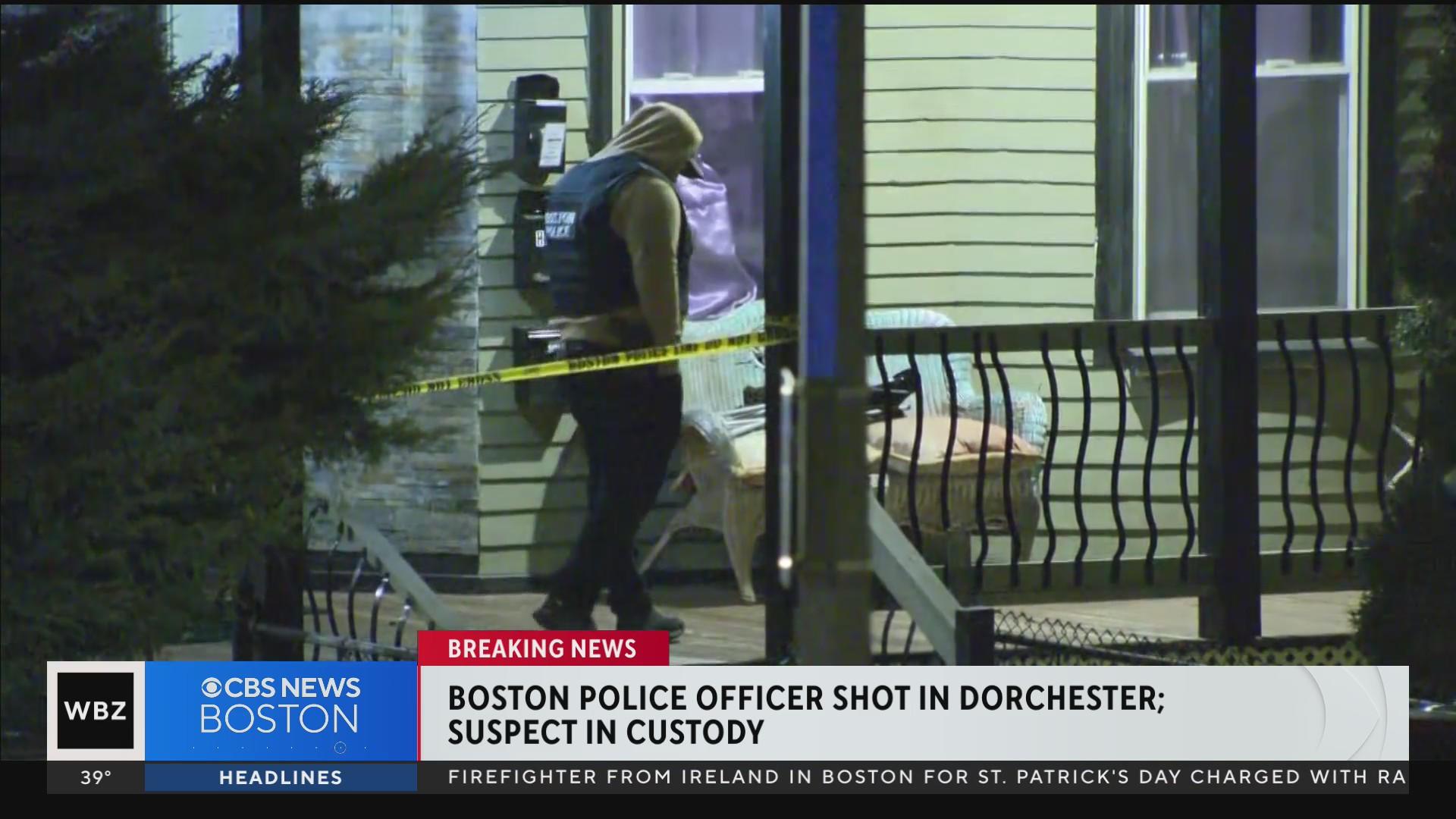 Boston Police officer shot in Dorchester, saved by vest, suspect in ...