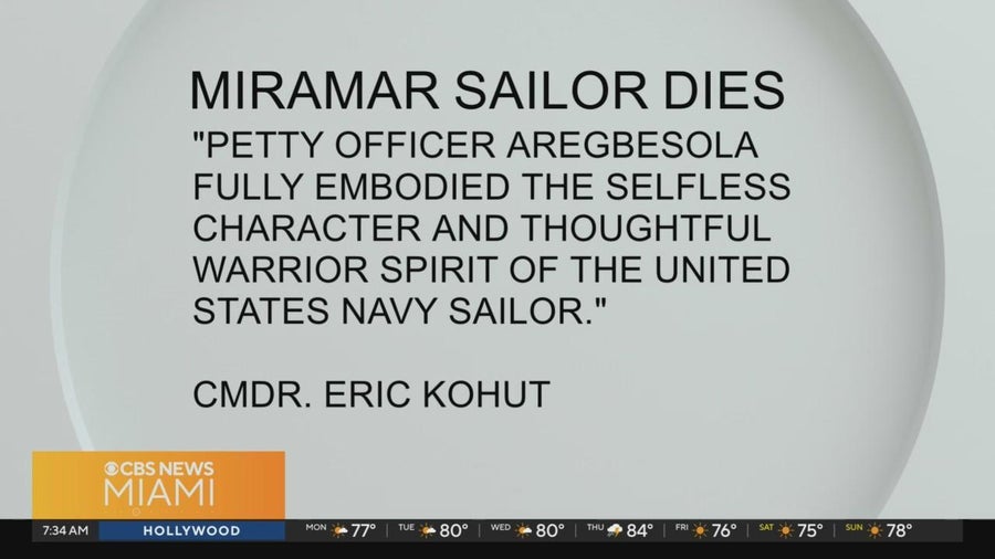 US Navy sailor from Miramar died during Red Sea deployment - CBS Miami