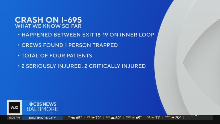 Four injured in serious crash on I-695 in Baltimore County - CBS Baltimore