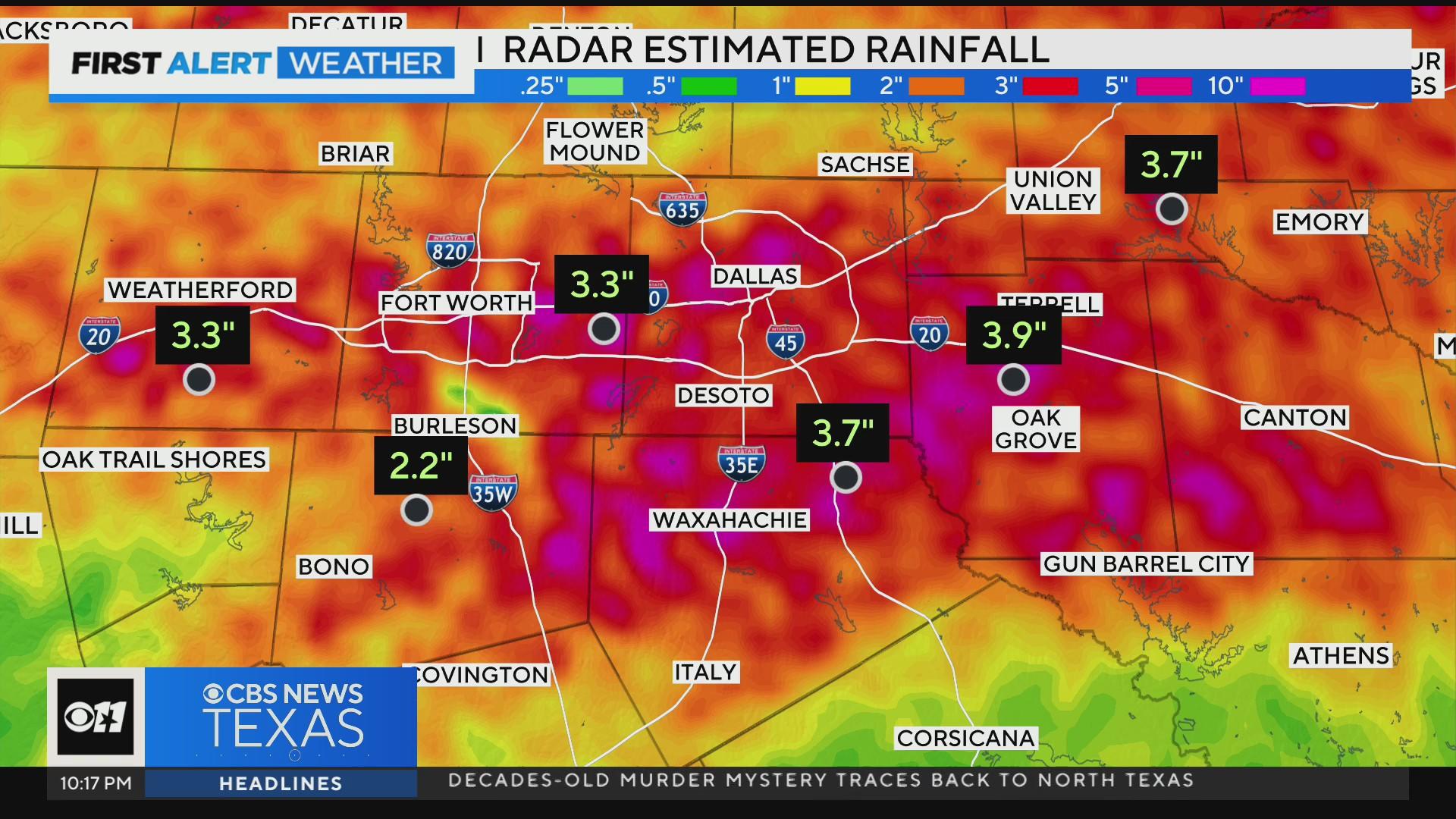 Last of rain leaves North Texas, clearing Sunday, then warming up - CBS ...