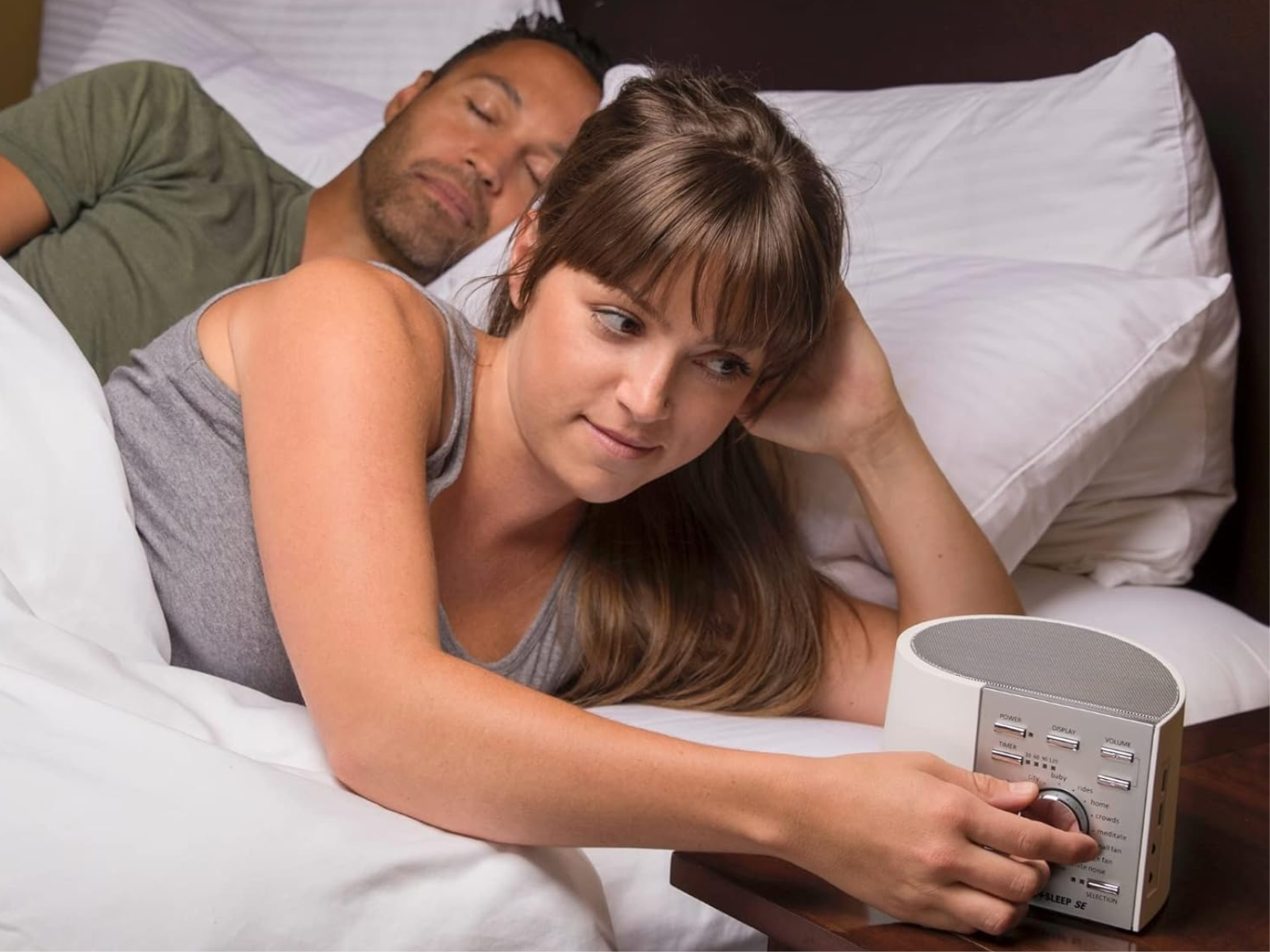 Couple using sleep machine 
