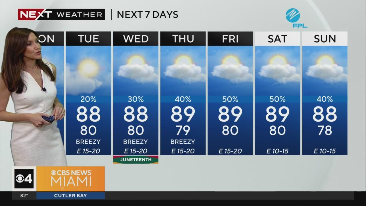 South Florida kicks off week warm and breezy, a few passing showers ...