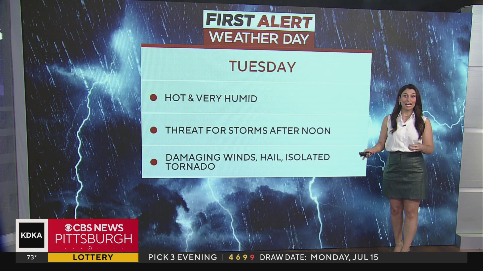 Strong to severe storms are possible for the Pittsburgh area Tuesday ...