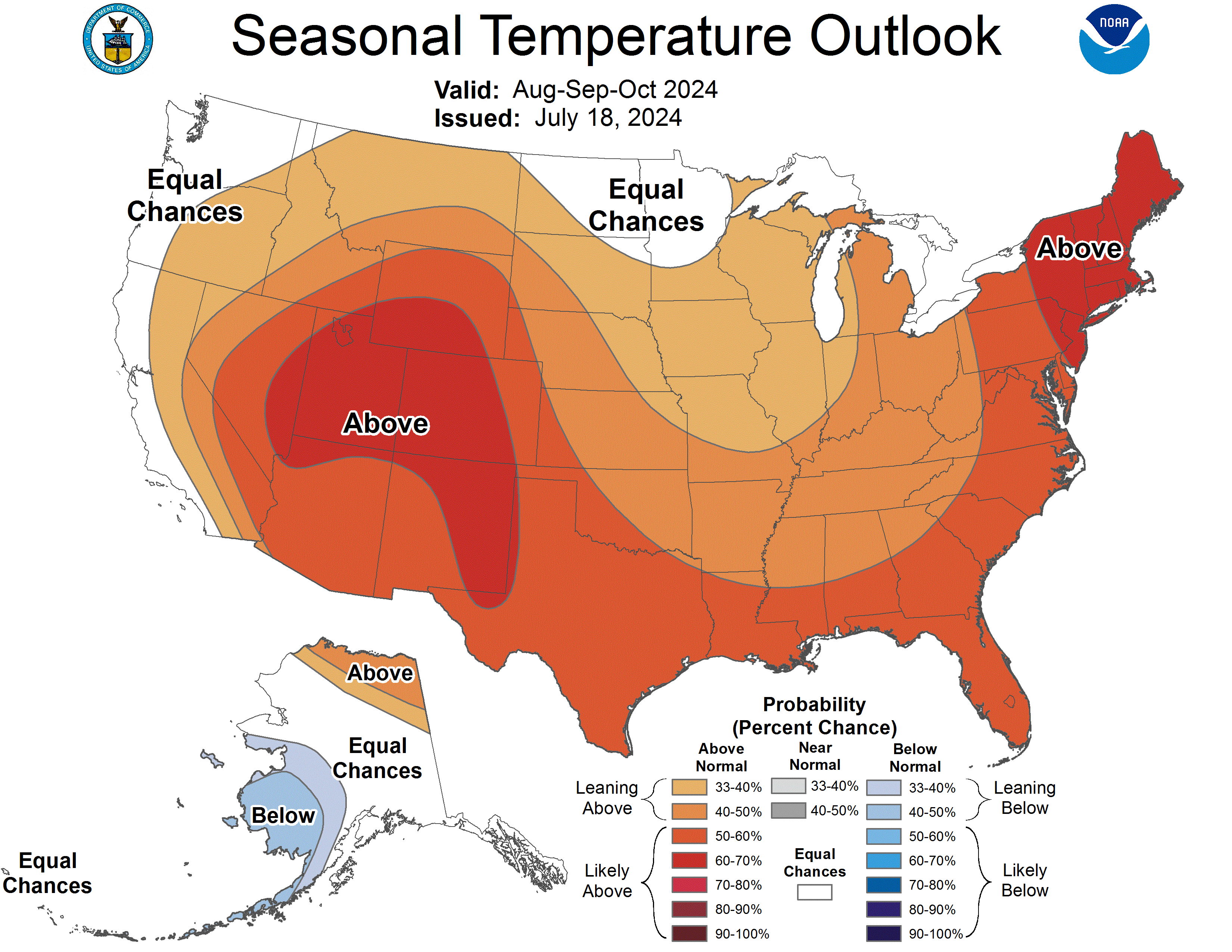 NOAA outlook for August, September, October 2024 
