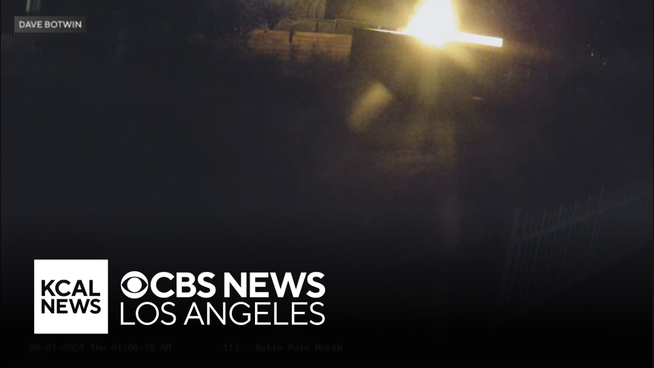 Suspects in Encino spark dumpster fire with explosive - CBS Los Angeles