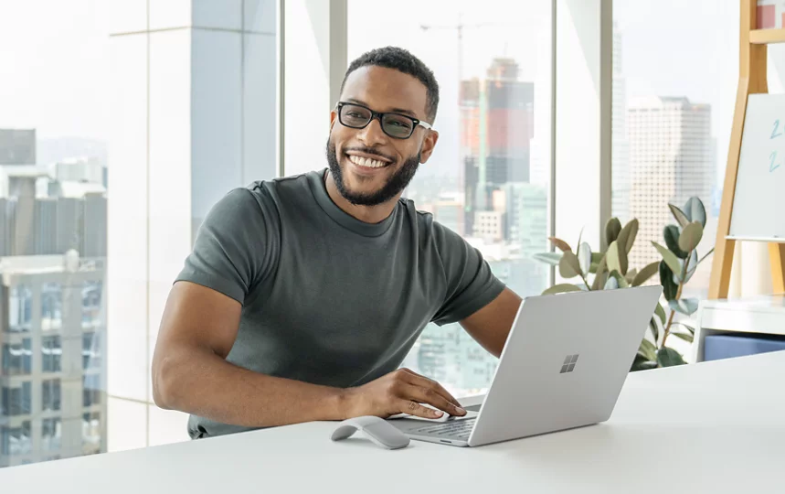 Man using Microsoft Surface Laptop 