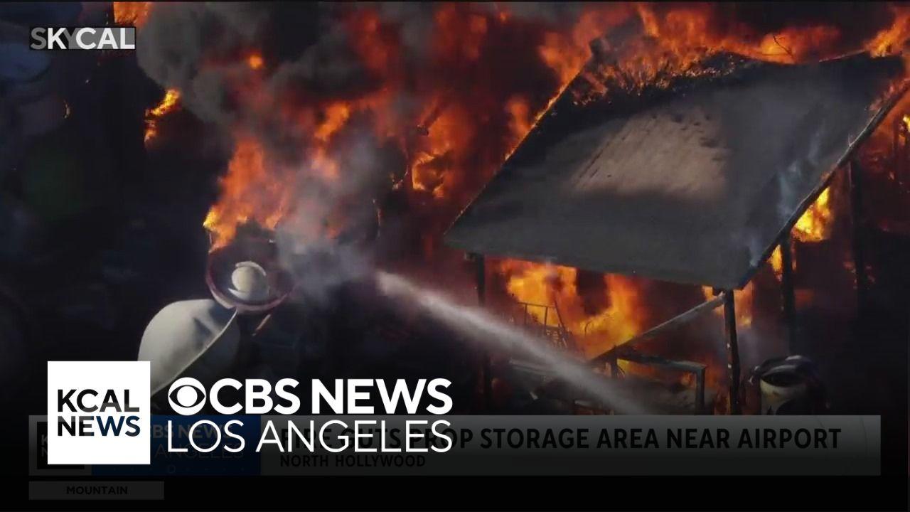 North Hollywood structure fire put out by 50 LAFD firefighters - CBS ...