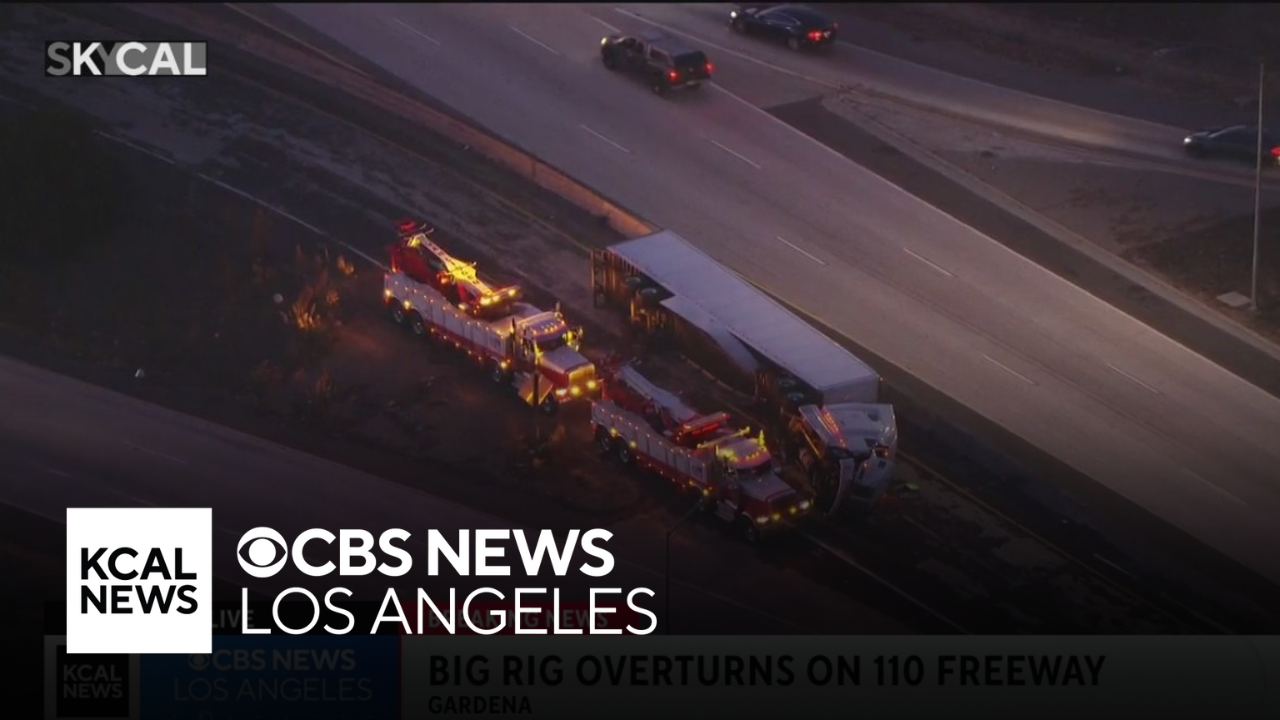 Overturned big rig causes SigAlert on 91/110 Freeway connector in ...