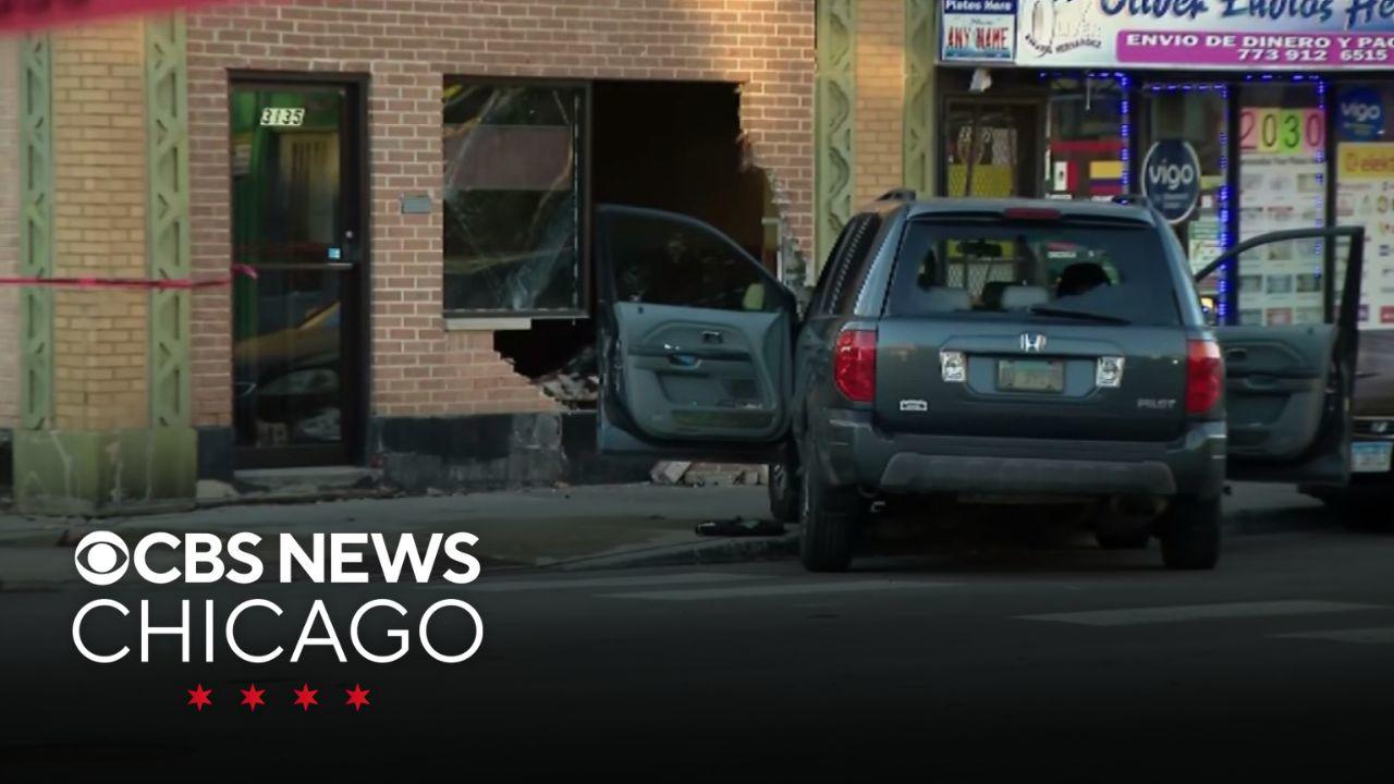 Car crashes into building after driver shot in head on Chicago's ...