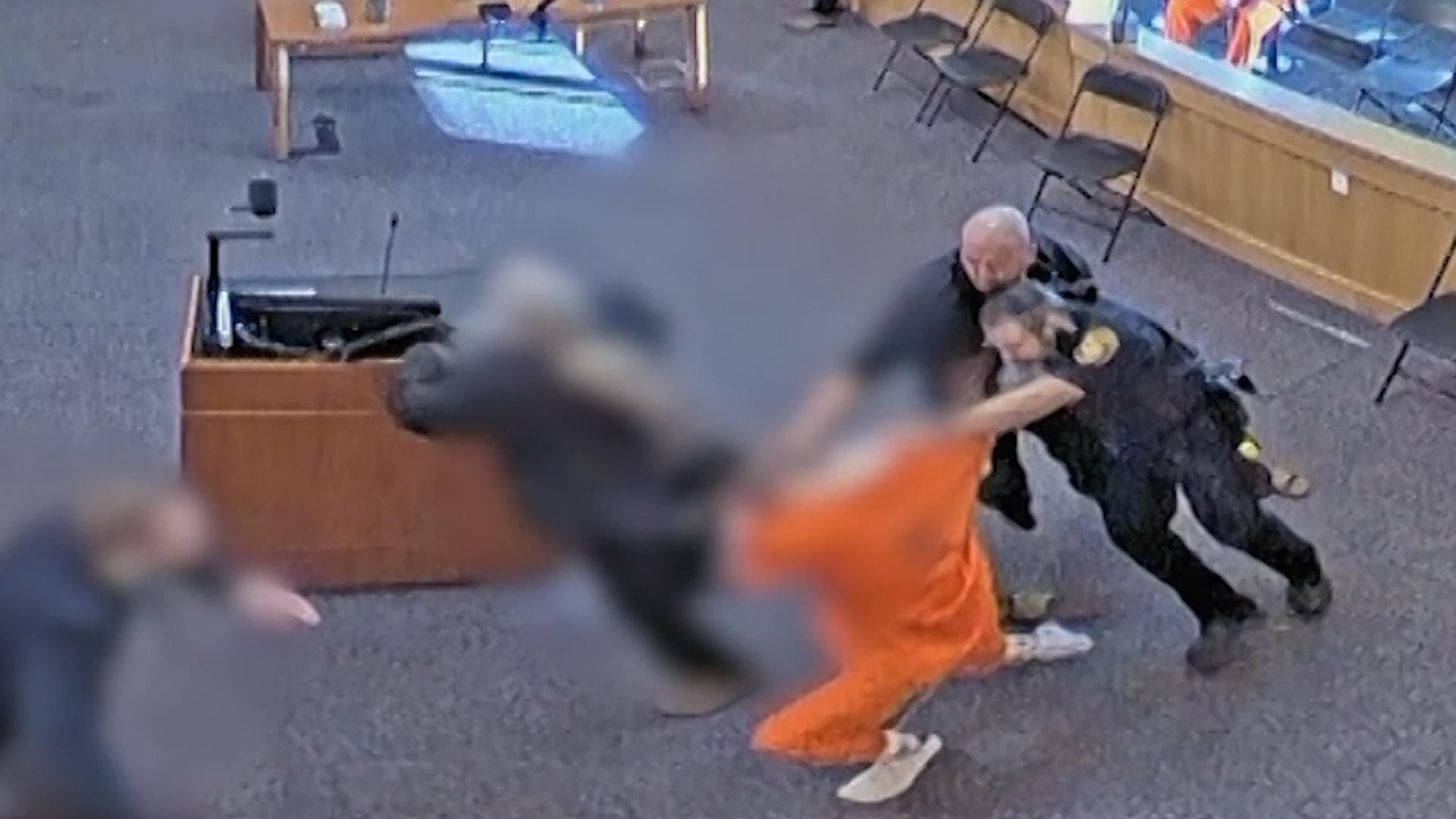 Video shows wild courtroom brawl as defendant is attacked in homicide