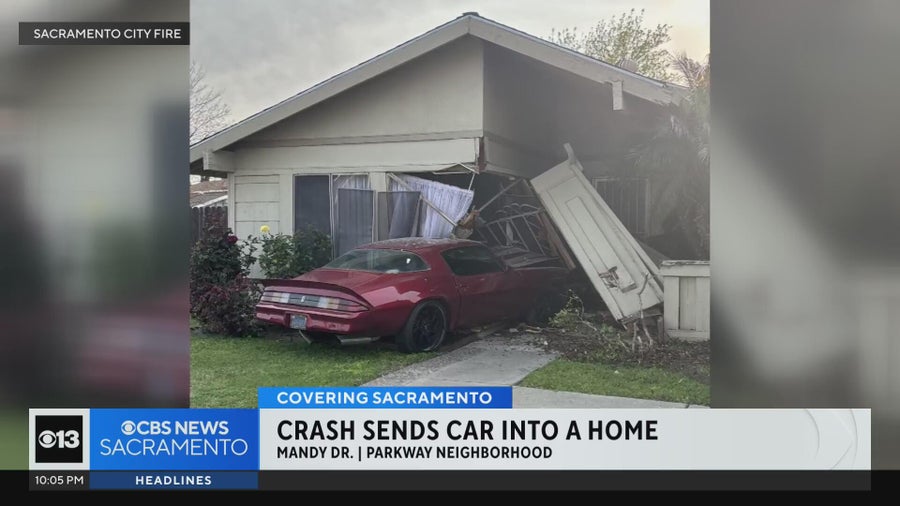 Sports car crashes into south Sacramento home, no injuries - CBS Sacramento