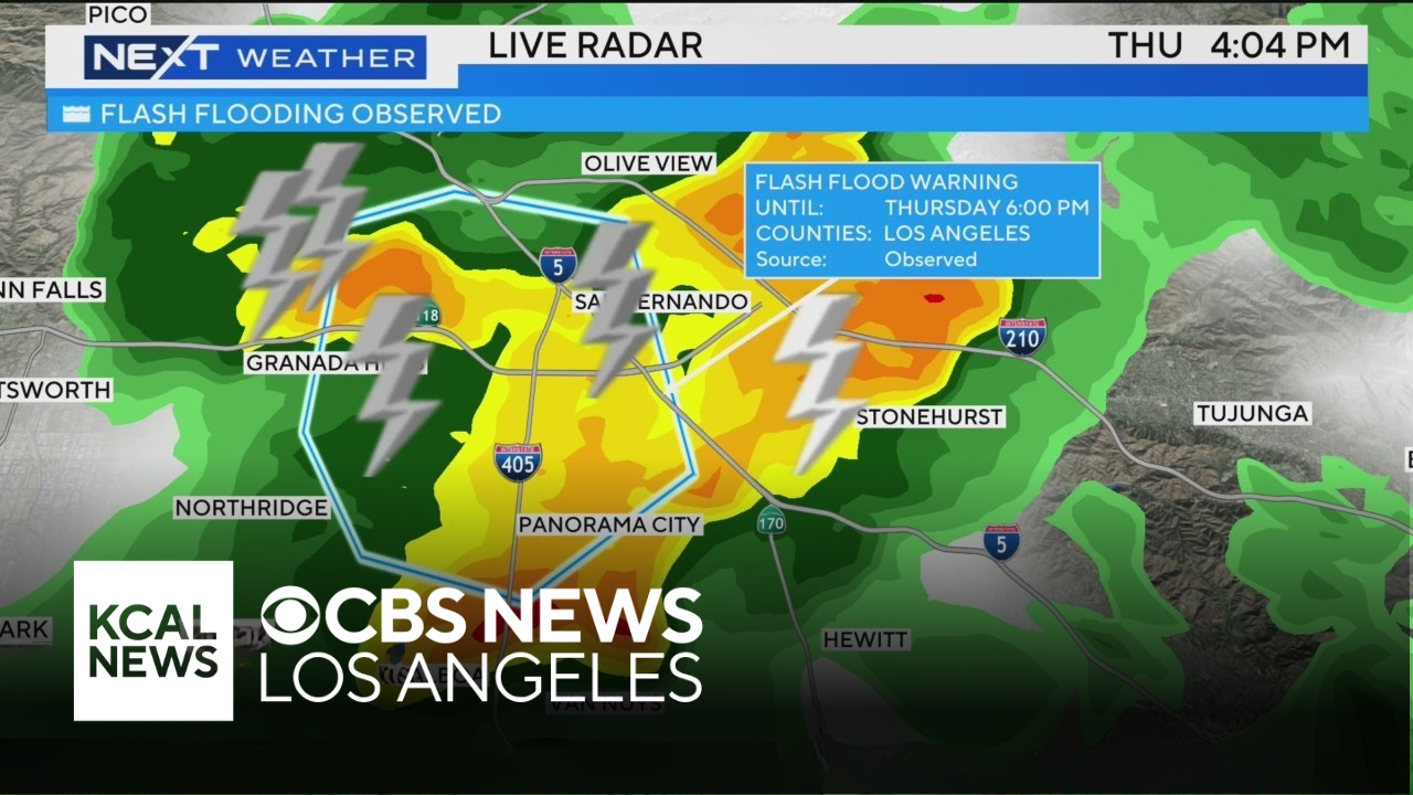 Flash flood warning issued for northern San Fernando Valley - CBS Los ...