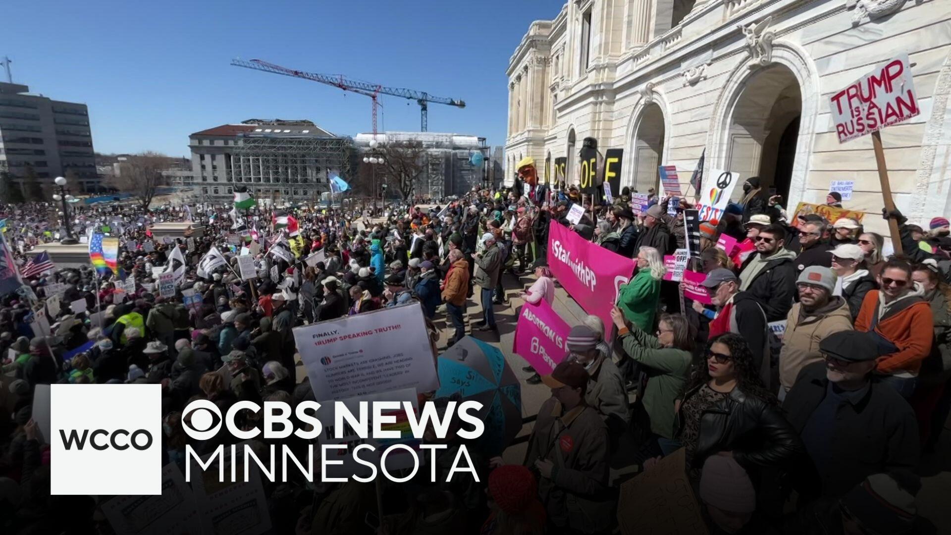 'Hands off' rally at Minnesota capitol saw huge crowds - CBS Minnesota